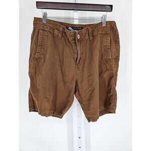 Lucky Brand Mens Sz 33 Flat Front Chino Shorts Brown Beige Cotton